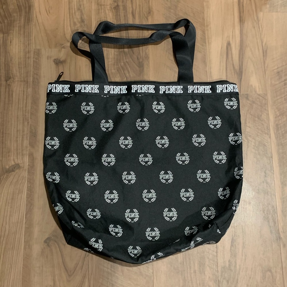 PINK Varsity Logo Tote Bag Black